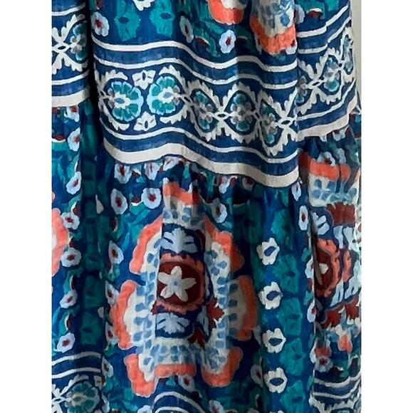 Fig and Flower Midi Dress Blue Floral Tiered Lined Stretch Sz S Cottagecore - Picture 4 of 10